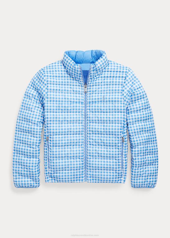 gingham/blå børn Ralph Lauren p-lags 2 vendbar jakke Z426B6620