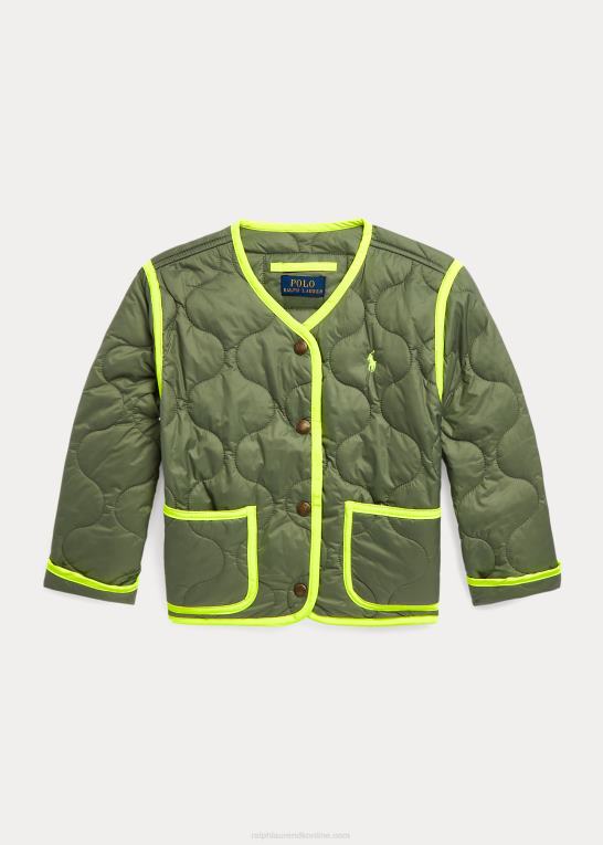 havesti børn Ralph Lauren quiltet jakke med neonkant Z426B9991