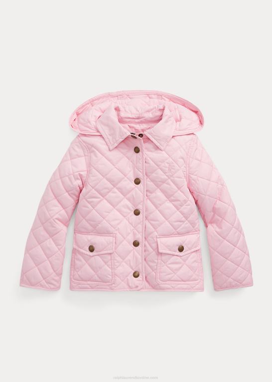 karmel pink børn Ralph Lauren quiltet vandafvisende staldjakke Z426B7370