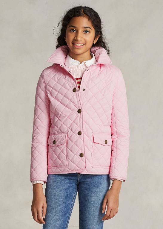 karmel pink børn Ralph Lauren quiltet vandafvisende staldjakke Z426B7490