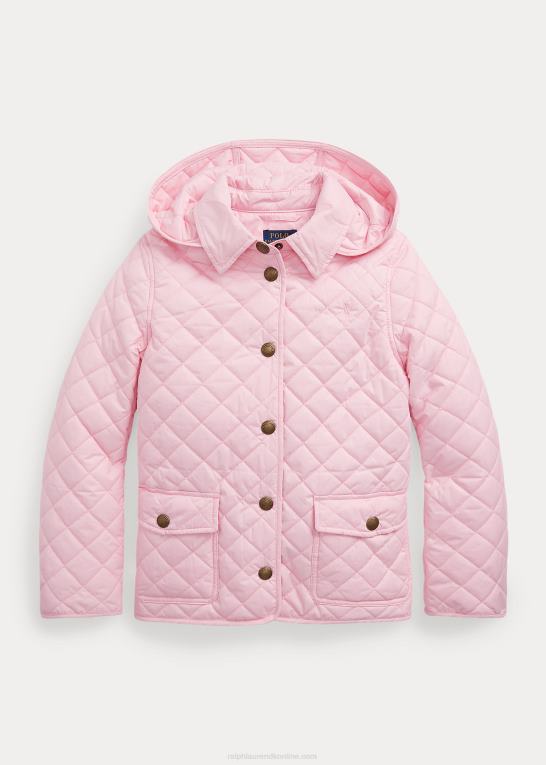 karmel pink børn Ralph Lauren quiltet vandafvisende staldjakke Z426B7490
