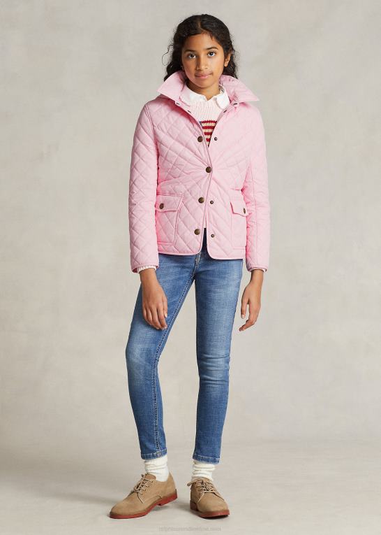 karmel pink børn Ralph Lauren quiltet vandafvisende staldjakke Z426B7490