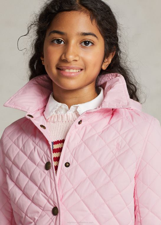 karmel pink børn Ralph Lauren quiltet vandafvisende staldjakke Z426B7490