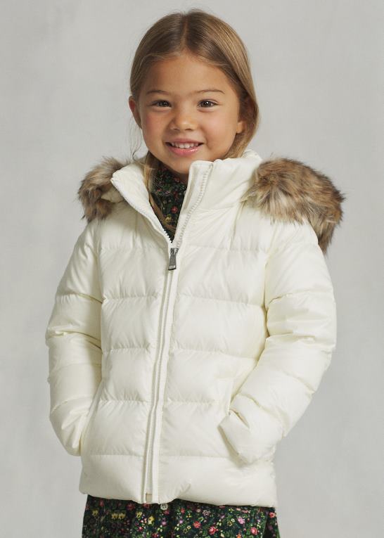 klubhuscreme børn Ralph Lauren vandafvisende dunjakke Z426B7360