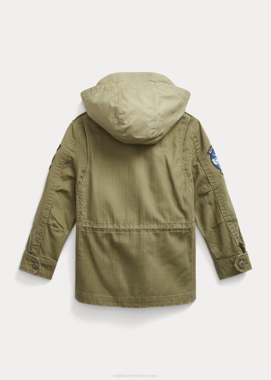 oliven bjerg børn Ralph Lauren feltjakke af bomuldssildeben Z426B5861