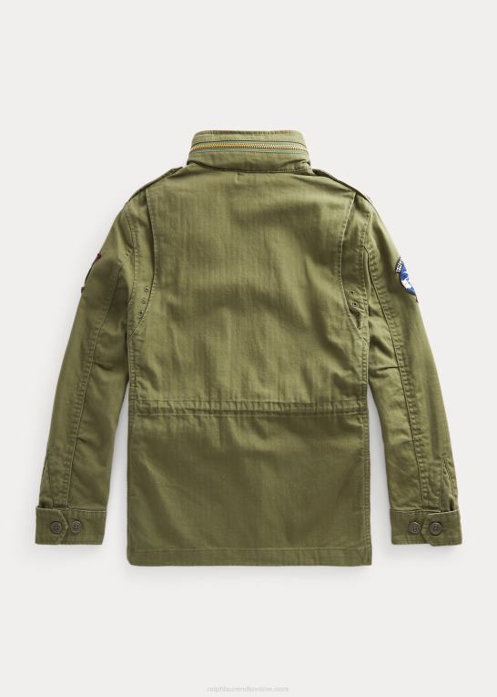 oliven bjerg børn Ralph Lauren feltjakke af bomuldssildeben Z426B6016