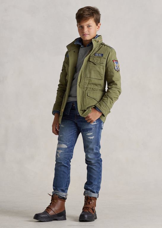 oliven bjerg børn Ralph Lauren feltjakke af bomuldssildeben Z426B6016