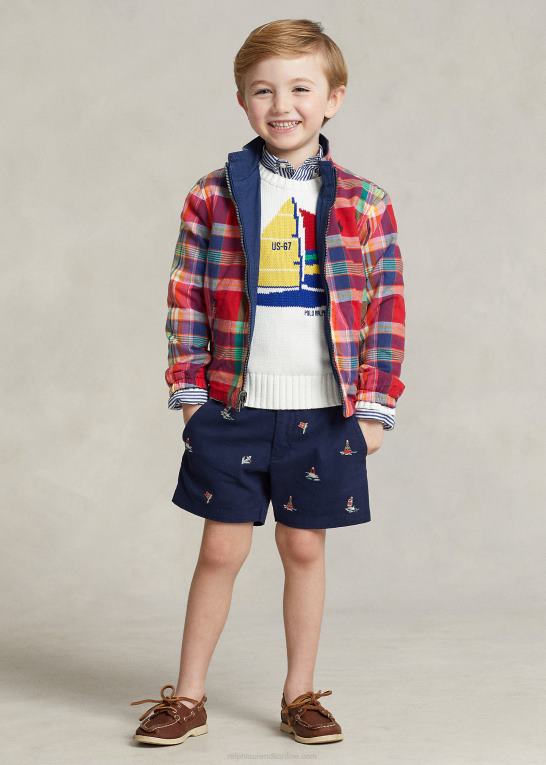 rød/marine multi børn Ralph Lauren vendbar madrasjakke i bomuld Z426B5662