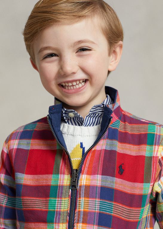 rød/marine multi børn Ralph Lauren vendbar madrasjakke i bomuld Z426B5662