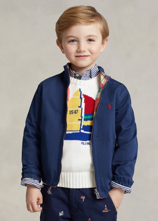 rød/marine multi børn Ralph Lauren vendbar madrasjakke i bomuld Z426B5662