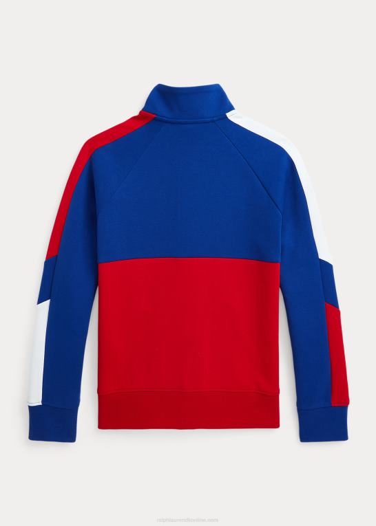 rl2000 rød multi børn Ralph Lauren farveblokeret dobbeltstrikket træningsjakke Z426B5972