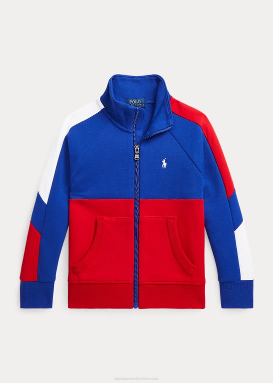 rl2000 rød multi børn Ralph Lauren farveblokeret dobbeltstrikket træningsjakke Z426B9781
