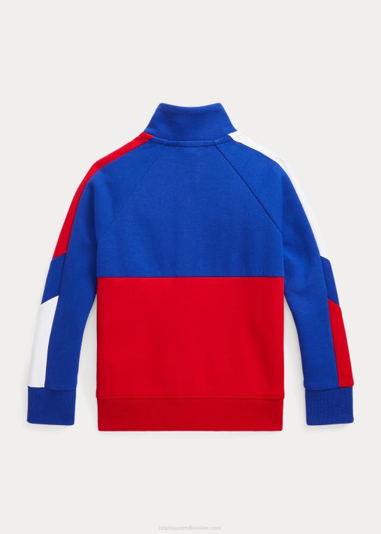 rl2000 rød multi børn Ralph Lauren farveblokeret dobbeltstrikket træningsjakke Z426B9781