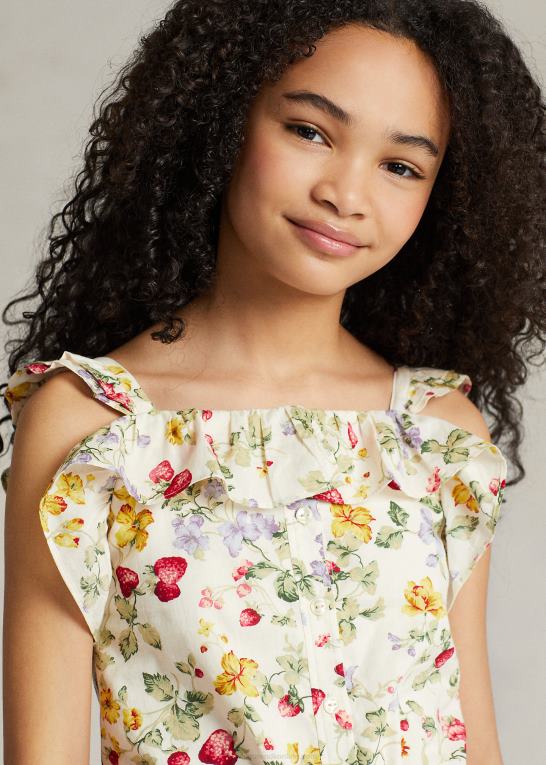 blomstret jordbær børn Ralph Lauren blomstret batiste jumpsuit i bomuld Z426B6723