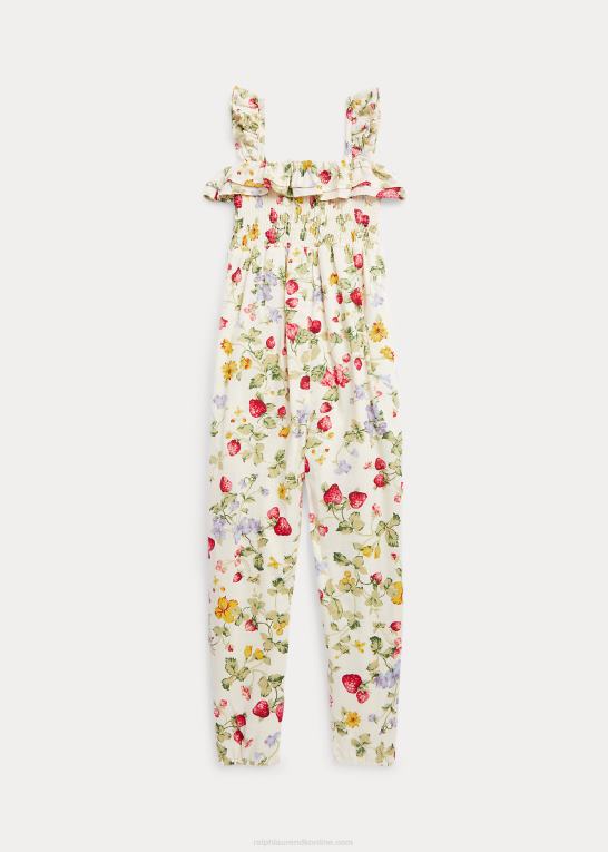 blomstret jordbær børn Ralph Lauren blomstret smocket batiste jumpsuit i bomuld Z426B6818