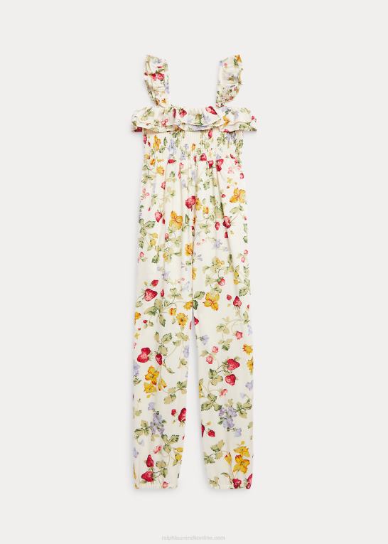 blomstret jordbær børn Ralph Lauren blomstret smocket batiste jumpsuit i bomuld Z426B6818
