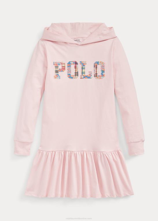 antydning af pink børn Ralph Lauren hættekjole i bomuldsjersey med logo Z426B7134