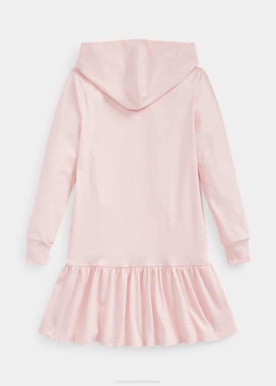 antydning af pink børn Ralph Lauren hættekjole i bomuldsjersey med logo Z426B7134