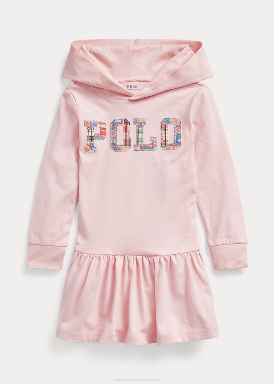 antydning af pink børn Ralph Lauren hættekjole i bomuldsjersey med logo Z426B9959