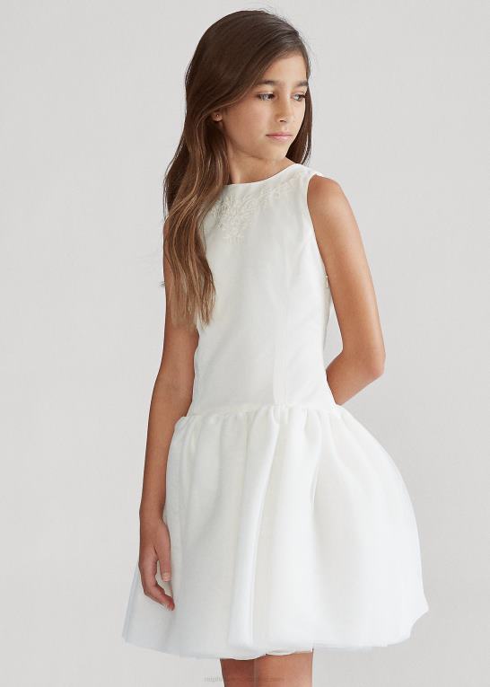 børn Ralph Lauren broderet silke tyl kjole Z426B7513