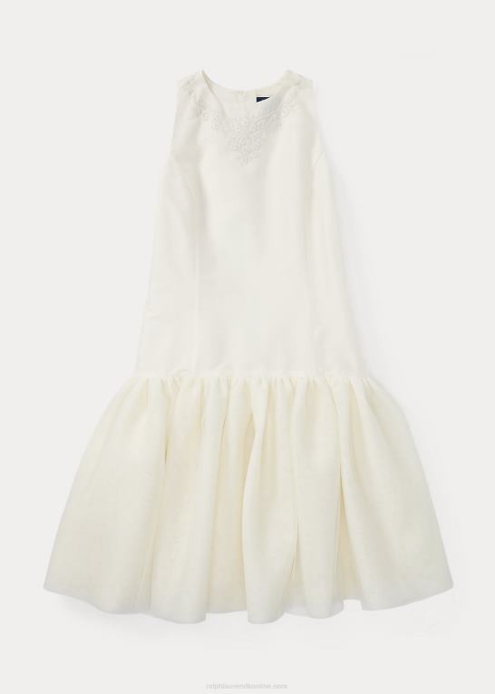 børn Ralph Lauren broderet silke tyl kjole Z426B7513