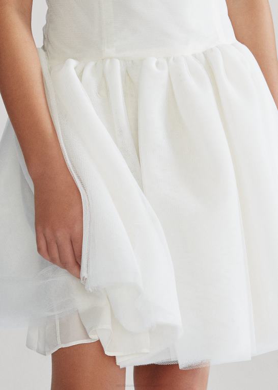 børn Ralph Lauren broderet silke tyl kjole Z426B7513