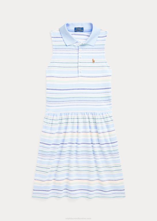 baby Blå børn Ralph Lauren stribet oxford polokjole i strik Z426B9982