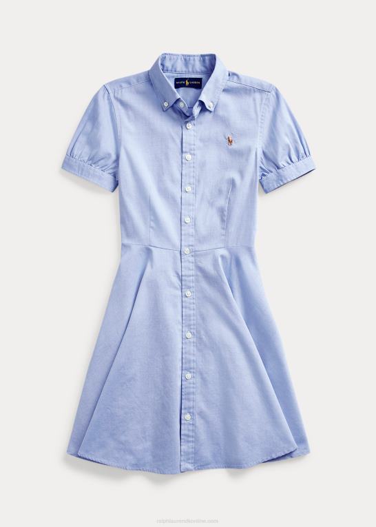 blå hyacint børn Ralph Lauren oxford skjortekjole i bomuld Z426B7234