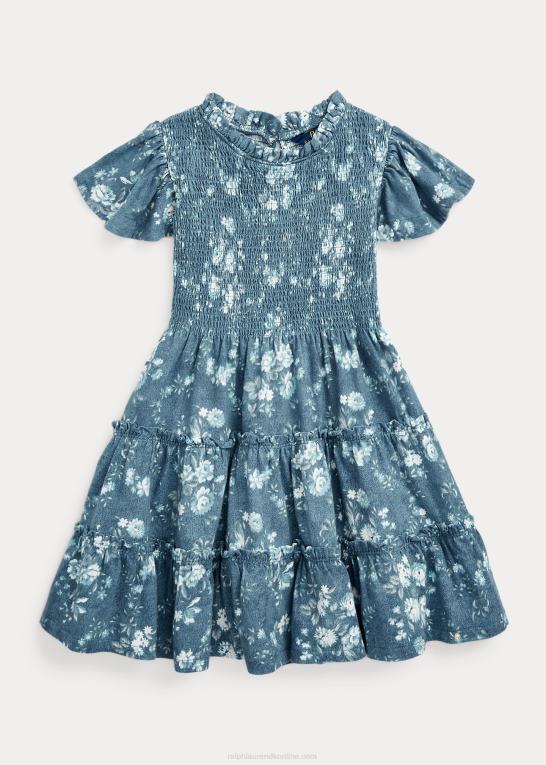 blomstret børn Ralph Lauren blomstret smockkjole i bomuldsjersey Z426B6812