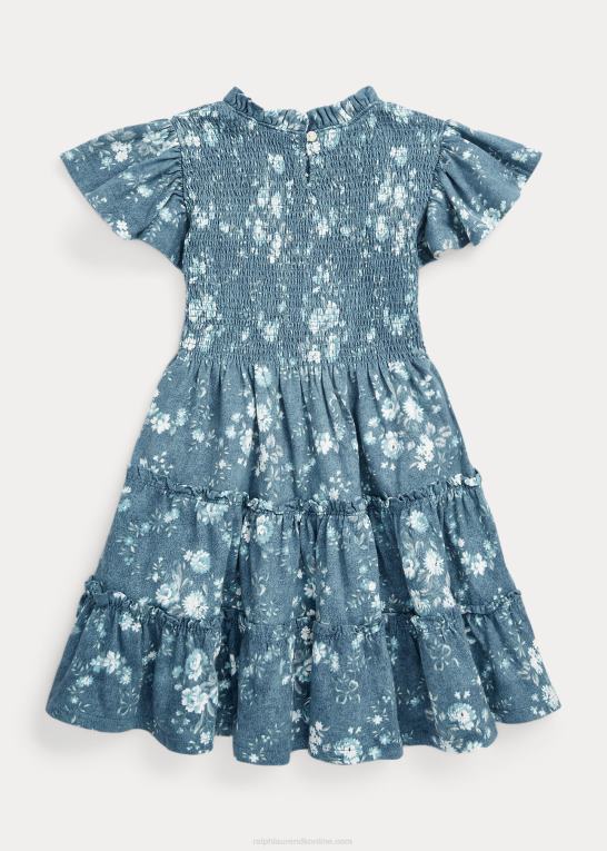 blomstret børn Ralph Lauren blomstret smockkjole i bomuldsjersey Z426B6812