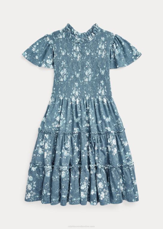 blomstret børn Ralph Lauren blomstret smockkjole i bomuldsjersey Z426B7061