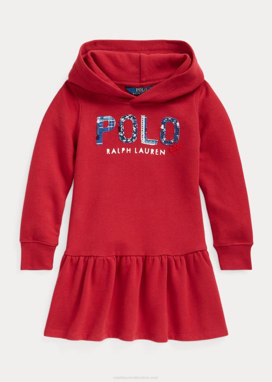 chili peber børn Ralph Lauren hættekjole i fleece med logo Z426B7410