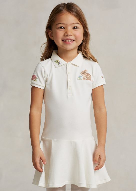 dækvask hvid børn Ralph Lauren bunny stretch mesh polo kjole Z426B6729