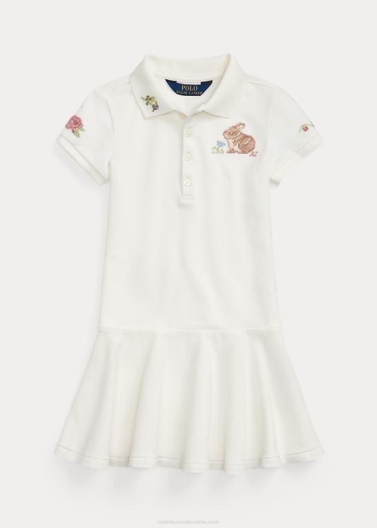 dækvask hvid børn Ralph Lauren bunny stretch mesh polo kjole Z426B6729