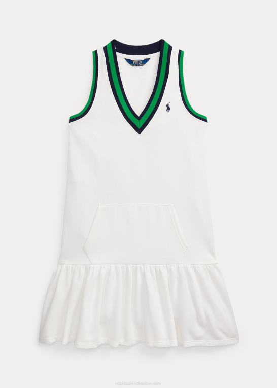dækvask hvid børn Ralph Lauren cricket-stribet fleece kjole Z426B7136