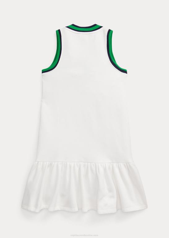 dækvask hvid børn Ralph Lauren cricket-stribet fleece kjole Z426B7136