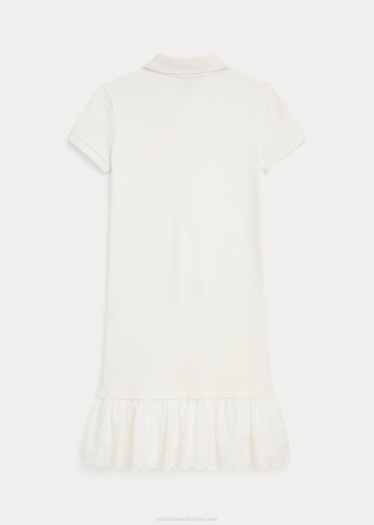dækvask hvid børn Ralph Lauren eyelet stretch mesh polokjole Z426B7558