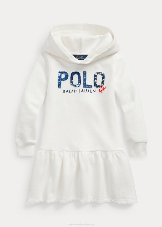 dækvask hvid børn Ralph Lauren hættekjole i fleece med logo Z426B7409