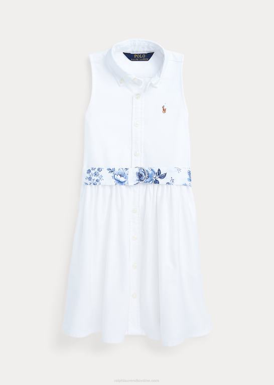 dækvask hvid børn Ralph Lauren oxford skjortekjole i bomuld med bælte Z426B6810