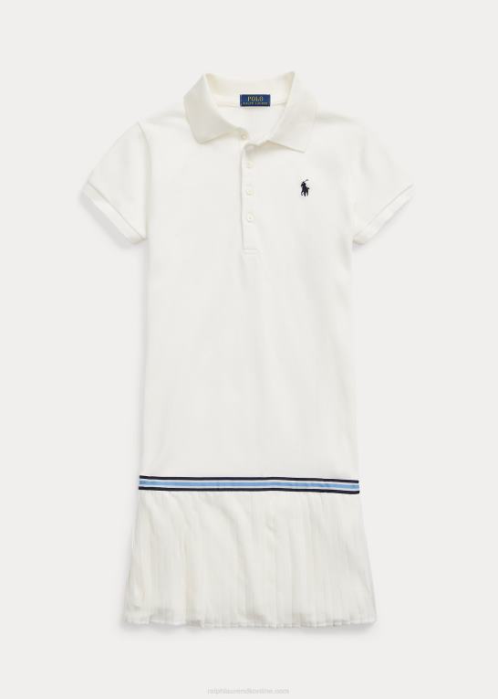dækvask hvid børn Ralph Lauren plisseret strækmesh polokjole Z426B7175