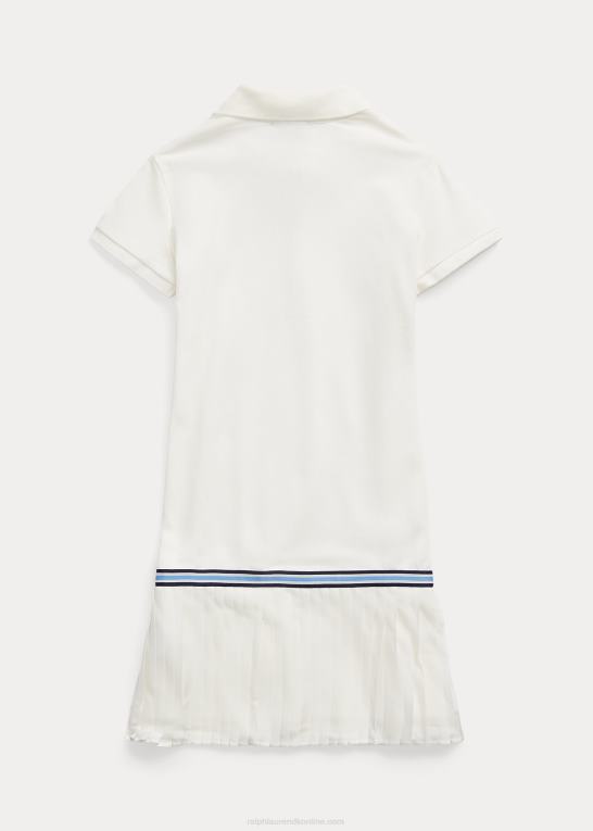 dækvask hvid børn Ralph Lauren plisseret strækmesh polokjole Z426B7175