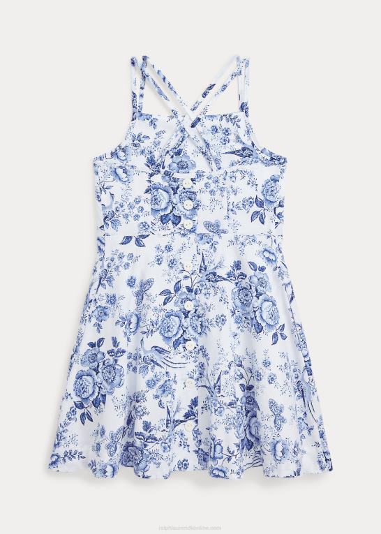 dauphine blomstret børn Ralph Lauren blomstret kjole i hør-bomuld Z426B6811