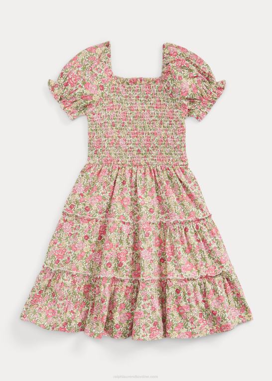 esme blomstret børn Ralph Lauren blomstret smockkjole i bomuldsjersey Z426B7371
