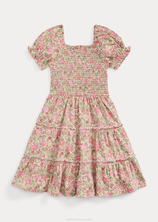 esme blomstret børn Ralph Lauren blomstret smockkjole i bomuldsjersey Z426B7371
