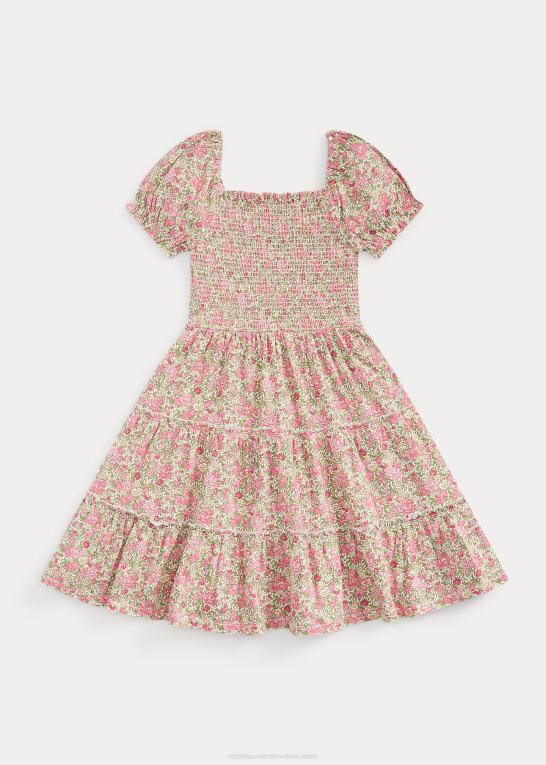esme blomstret børn Ralph Lauren blomstret smockkjole i bomuldsjersey Z426B7523