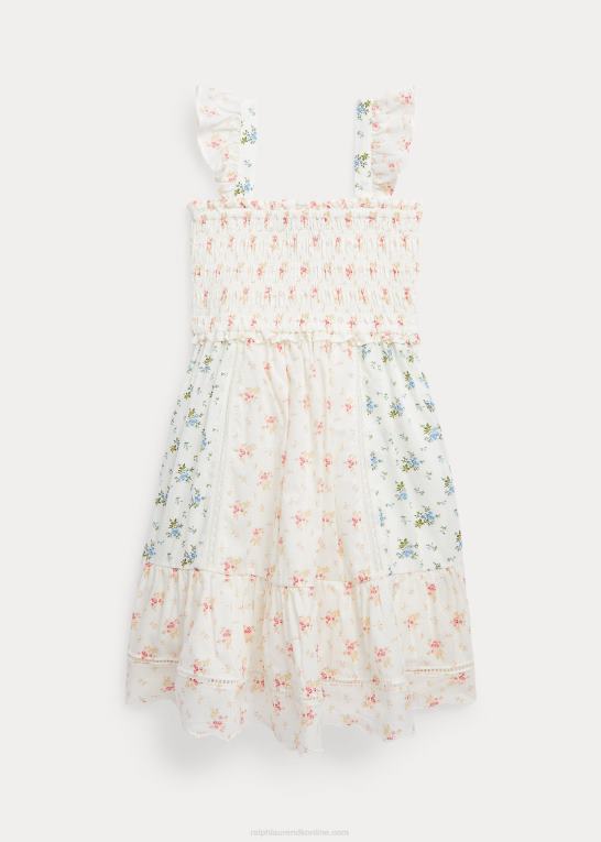 etta blomstret børn Ralph Lauren blomstret smock-batistkjole i bomuld Z426B6817