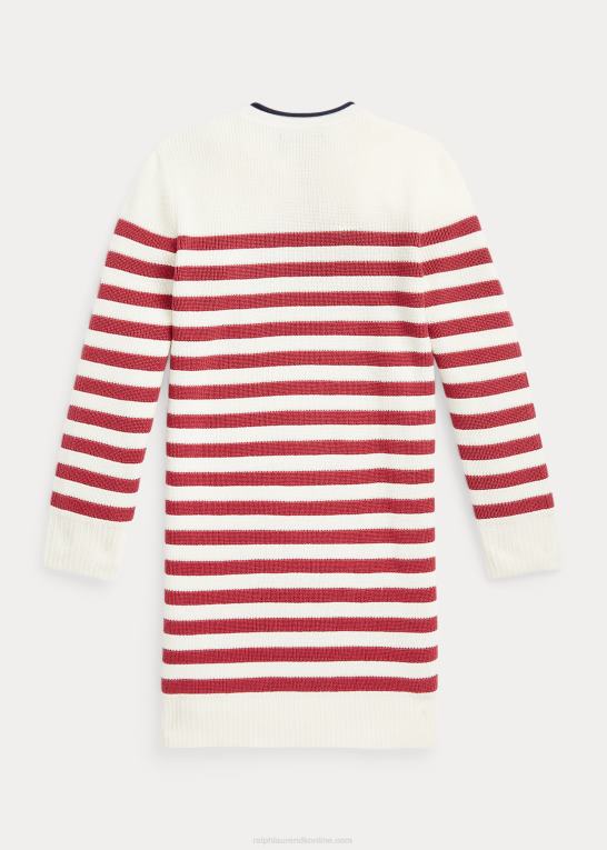 fløde/chilipeber børn Ralph Lauren stribet sweaterkjole i bomuld Z426B7459