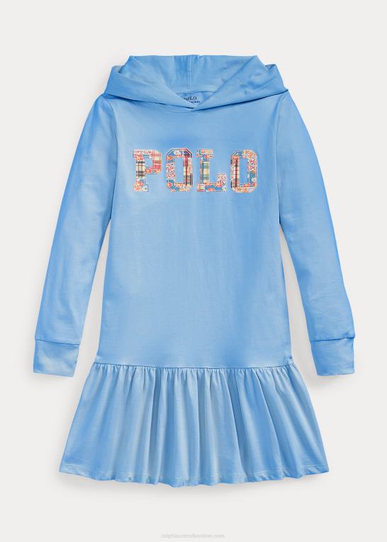 harbot island blue børn Ralph Lauren hættekjole i bomuldsjersey med logo Z426B7135