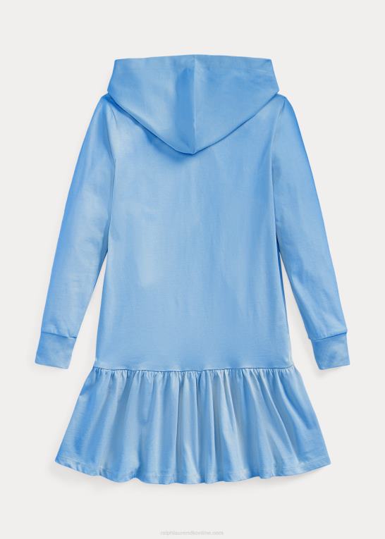 harbot island blue børn Ralph Lauren hættekjole i bomuldsjersey med logo Z426B7135