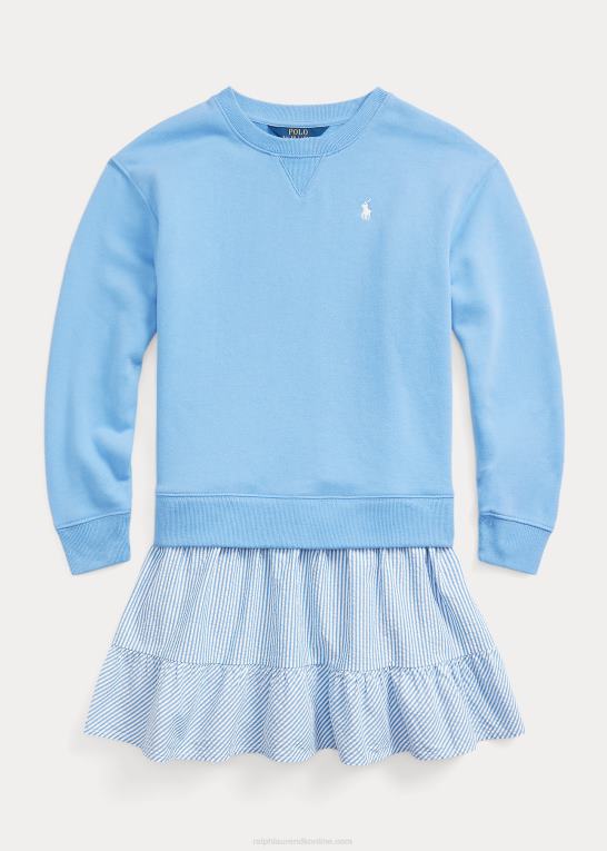 havneø blå børn Ralph Lauren fleece & seersucker sweatshirtkjole Z426B7142